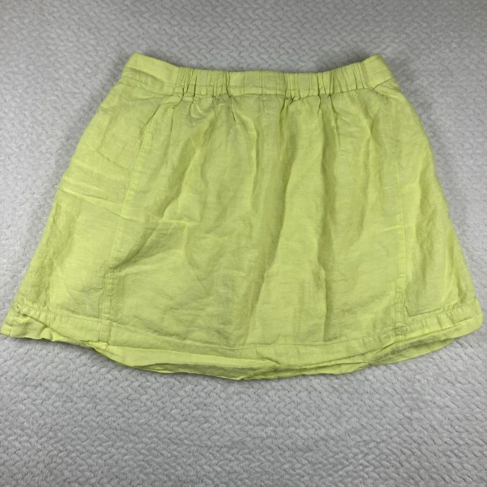 J Crew Womens Linen Paperbag Mini Skirt 8 Yellow Preppy Coastal‎ Beach
